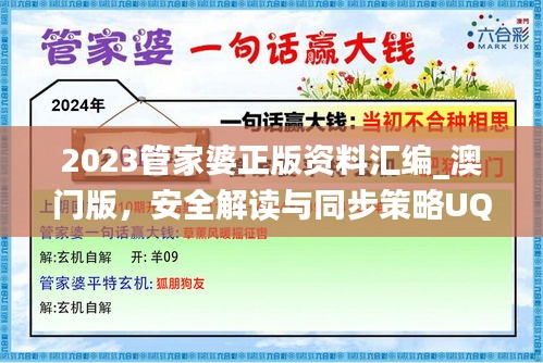 2023管家婆正版资料汇编_澳门版，安全解读与同步策略UQJ505.33