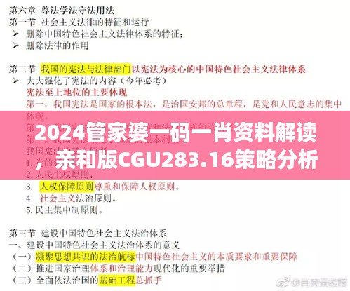 2024管家婆一码一肖资料解读，亲和版CGU283.16策略分析