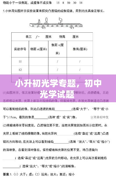 小升初光学专题，初中光学试题 