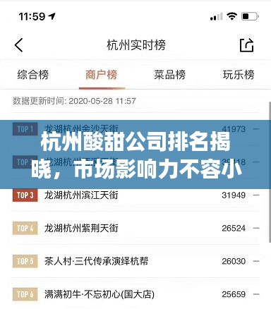 杭州酸甜公司排名揭晓，市场影响力不容小觑